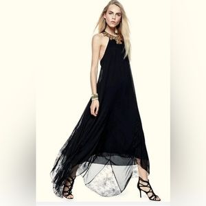 Alice + Olivia RAVI Beaded Haller Neck Maxi Dress Black M